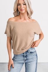 Meet Me There One Shoulder Short Sleeve Top (Taupe)