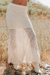 Hard Launch Love Floral Lace Maxi Skirt (Cream)