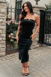 Part Of Me Strapless Midi Sheath Dress (Black)
