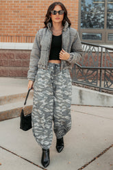 Warm Refuge Denim Cropped Puffer Jacket (Black)