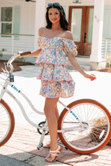 Vibrant Voyage Tiered Printed Mini Dress (Multi)