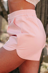 The Bigger Picture Faux Leather Shorts (Light Pink)