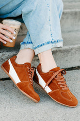 Endurance Edge Lace-Up Faux Suede Sneakers (Brown)