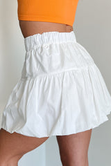 Total Infatuation Bubble Hem Mini Skirt (White)