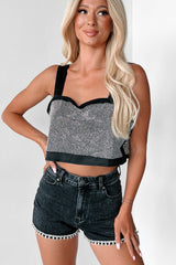 Eyes Like Starlight Rhinestone Crop Tank (Black)