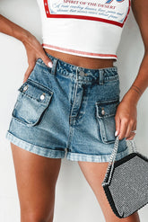 Kade Denim Cargo Shorts (Washed Denim)