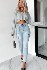 Yvette High Rise Cello Cargo Skinny Jeans (Light Denim)
