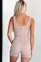 Latte Runs Ribbed Sleeveless Romper (Light Tan)
