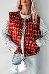 Fireside Chats Quilted Plaid Vest (Red Plaid)