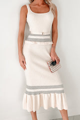 Comfort In The Quiet Rib Knit Midi Dress (Cream)
