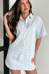 Vintage Vocabulary Paisley Print Two-Piece Set (White/Light Blue)