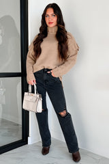 Staying Connected Oversized Turtleneck Sweater (Taupe)