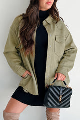 Heading To Town Oversized Faux Suede Shacket (Olive)