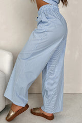 Seaside Summer Striped Wide Leg Pants (Blue Stripe)