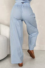 Seaside Summer Striped Wide Leg Pants (Blue Stripe)