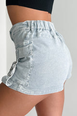 Daily Happenings Washed Cargo Skort (Denim)