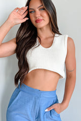 Chic Tendencies Sweater Knit Crop Top (Off White)