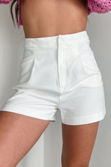 Spring Time Special High Waisted Tailored Shorts (White)