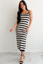 Flourish In Style Striped Midi Dress (Natural)