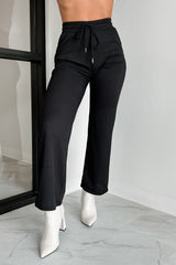 I'm Staying Put Wide Leg Drawstring Pants (Black)
