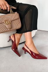 Paid In Full Slingback Kitten Heels (Burgundy)