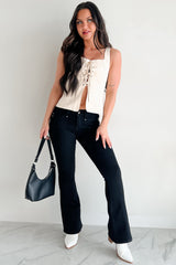 Chance Meeting Lace-Up Top (Sand)