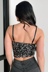 Gleaming Goddess Sequin Corset Top (Black/Silver)