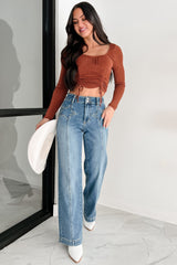 Mystic Evening Ruched Long Sleeve Top (Sequoia)