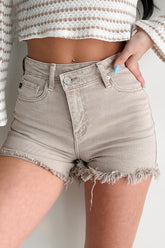 Sylvan High Rise 90's Crossover Kancan Denim Shorts (Tan)