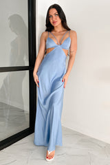 Winking In Your Direction Cut-Out Maxi Dress (Blue)