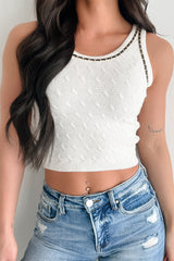 Vogue Vibes Sweater Knit Tank (White)