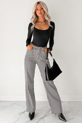 Marcus Straight Leg Striped Mica Denim Jeans (Black/Ivory)