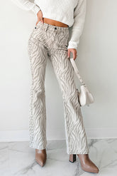 Philip Zebra Studded Flare Kancan Jeans (Beige)