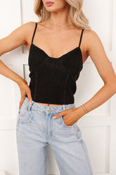 Striving To Shine Lurex Corset Top (Black)