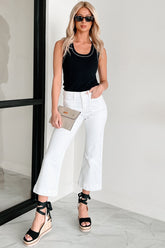 Carrington High Rise Cropped Kancan Flare Jeans (White)