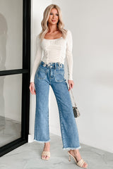 Harris High Rise Special A Frayed Hem Straight Leg Jeans (Medium)