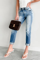 Sullivan High Rise Cuffed Slim Straight Kancan Jeans (Medium)