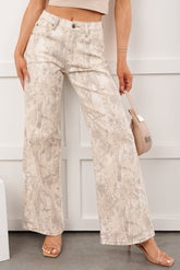Macklin Camo Tummy Control Saige Denim Wide Jeans (Sand)