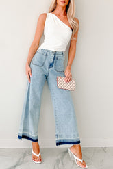Lola Dyed Hem Wide Leg Crop Jeans (Denim)