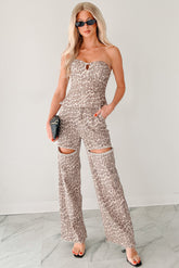 Wild & Free Strapless Cutout Top (Leopard)