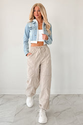 No Plot Needed Parachute Jogger Pants (Coconut Milk)