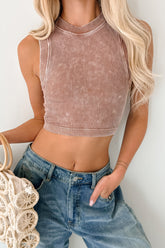 Woke Up Cute Stone Wash Padded Zenana Top (Deep Camel)