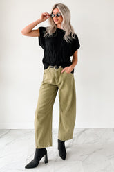 Hansen Hight Rise Barrel Jeans (Olive)