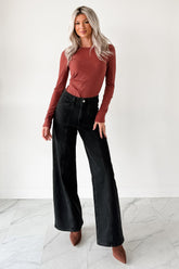 Nelson High Rise Wide Leg Mica Denim Jeans (Black)