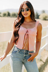 Feel The Rush Floral Tie-Front Top (Light Pink)