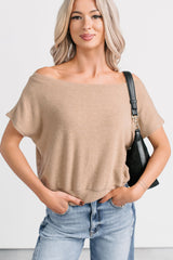Meet Me There One Shoulder Short Sleeve Top (Taupe)