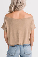 Meet Me There One Shoulder Short Sleeve Top (Taupe)