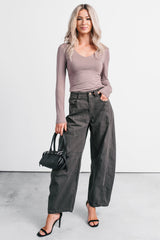 Fabian Wide Leg Denim Papermoon Jeans (Charcoal)