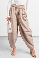 Wandering Home Braided Tie Barrel Sweatpants (Taupe)