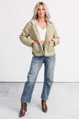 City Stitch Hooded Lightweight Quilted Jacket (Olive)